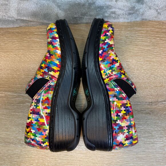 Klogs Matrix Patent Naples Abstract Colorful Clogs Shoes Women's Size 8 - Picture 6 of 11